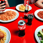 **

Vibrant food advertisement featuring the color red. Energetic atmosphere with people enjoying the meal. Coca-Cola branding subtly incorporated.

**