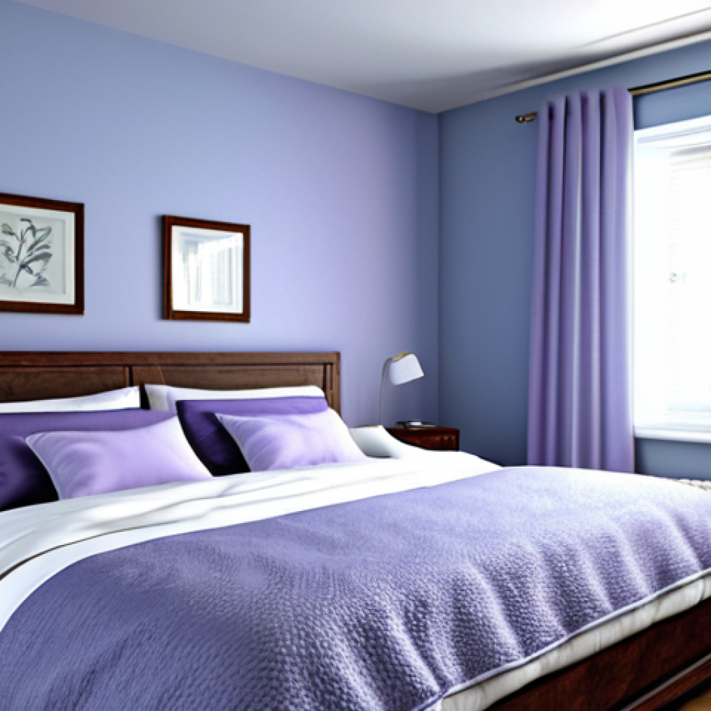 Serene Bedroom**
"A calming bedroom interior, fully clothed, with soft blue walls and lavender accents. Features a comfortable bed with a plush duvet, modest curtains, and ambient lighting. Perfect anatomy, natural proportions, safe for work, appropriate content, professional, family-friendly, high-quality rendering, focus on serenity and relaxation."
**