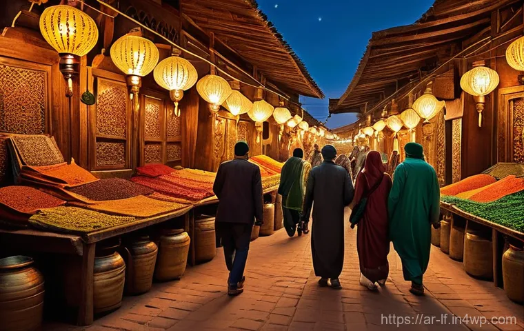 공공 공간에서의 색상 배치 원칙 - **Prompt 1: A Vibrant Traditional Arab Souk**
"A bustling, vibrant traditional Arab souk (market...